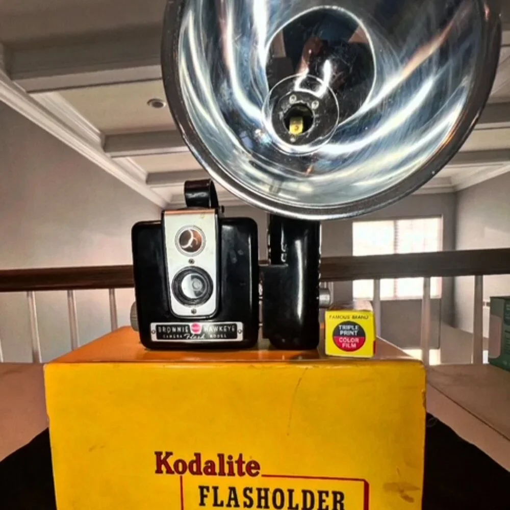1950's Vintage Kodak Brownie Hawkeye Camera Flash Model with Film